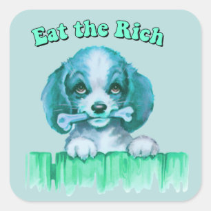 Schattigee Retro Puppy - Eet de Rijken Vierkante Sticker