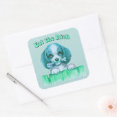 Schattigee Retro Puppy - Eet de Rijken Vierkante Sticker (Envelop)