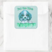 Schattigee Retro Puppy - Eet de Rijken Vierkante Sticker (Tas)