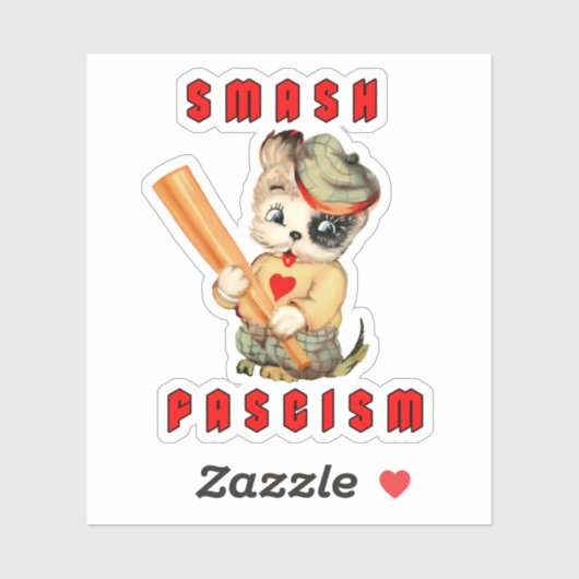 Schattigee Retro Puppy - Smash Fascisme Sticker (Vel)