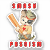 Schattigee Retro Puppy - Smash Fascisme Sticker (Voorkant)