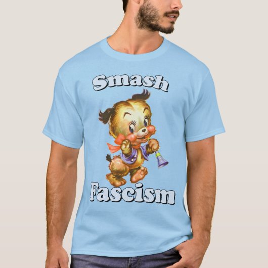 Schattigee Retro Puppy - Smash Fascisme T-shirt (Voorkant)