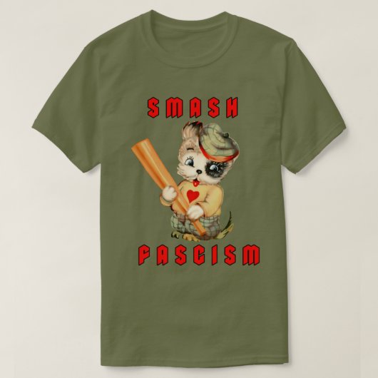 Schattigee Retro Puppy - Smash Fascisme T-shirt (Design voorkant)