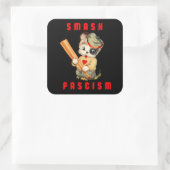 Schattigee Retro Puppy - Smash Fascisme Vierkante Sticker (Tas)