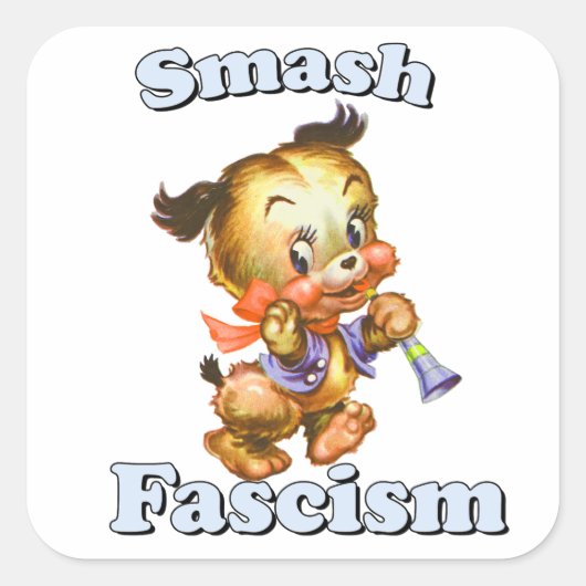 Schattigee Retro Puppy - Smash Fascisme Vierkante Sticker (Voorkant)