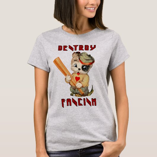 Schattigee Retro Puppy - Vernietig Fascisme T-shirt (Voorkant)