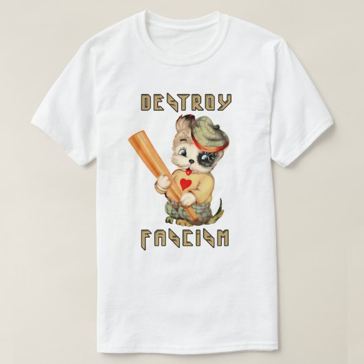 Schattigee Retro Puppy - Vernietig Fascisme T-shirt (Design voorkant)