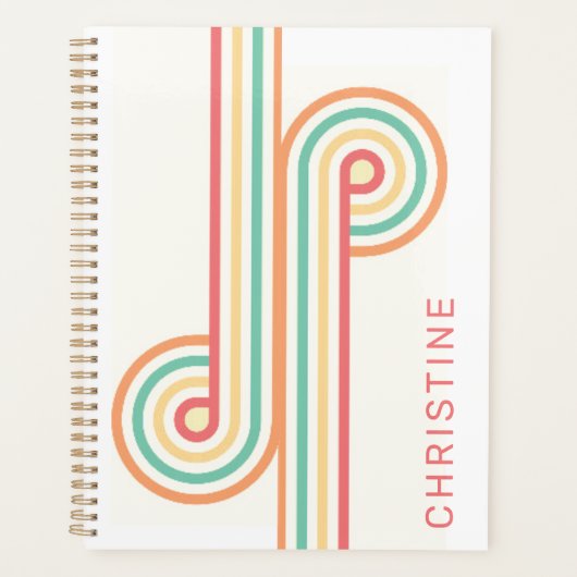 Schattigee Retro Rainbow Line Art Planner (Voorkant)