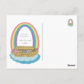 Schattigee Retro Rainbow Noah Ark Baby Geboorteaan Briefkaart (Achterkant)