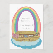 Schattigee Retro Rainbow Noah Ark Baby Geboorteaan Briefkaart (Voorkant)