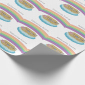 Schattigee Retro Rainbow Noah's Ark Naam toevoegen Cadeaupapier (Hoek)