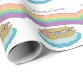 Schattigee Retro Rainbow Noah's Ark Naam toevoegen Cadeaupapier (Rol Hoek)