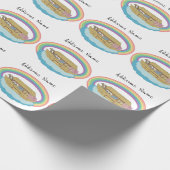 Schattigee Retro Rainbow Noah's Ark Naam toevoegen Cadeaupapier (Hoek)