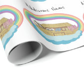 Schattigee Retro Rainbow Noah's Ark Naam toevoegen Cadeaupapier (Rol Hoek)