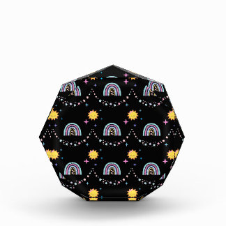 Schattigee Retro Regenboog & Zon Octagonaal Fotobl Fotoblokken