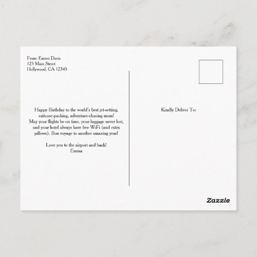 Schattigee retro "reizende moeder", leuke reizen,  briefkaart (Achterkant)