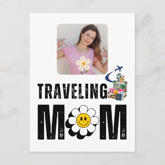 Schattigee retro "reizende moeder", leuke reizen,  briefkaart (Voorkant)