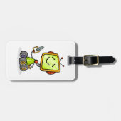 Schattigee Retro Robot Cartoon Fun AI Tech Digital Bagagelabel (Voorkant horizontaal)