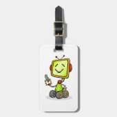 Schattigee Retro Robot Cartoon Fun AI Tech Digital Bagagelabel (Voorkant verticaal)