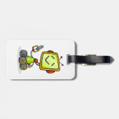 Schattigee Retro Robot Cartoon Fun AI Tech Digital Bagagelabel (Achterkant horizontaal)