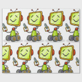 Schattigee Retro Robot Cartoon Fun AI Tech Digital Cadeaupapier (Vlak)