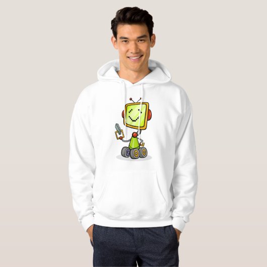 Schattigee Retro Robot Cartoon Fun AI Tech Digital Hoodie (Voorkant volledig)