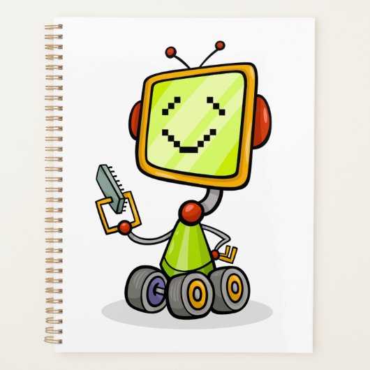 Schattigee Retro Robot Cartoon Fun AI Tech Digital Planner (Voorkant)