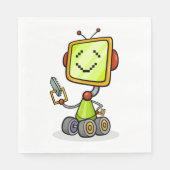 Schattigee Retro Robot Cartoon Fun AI Tech Digital Servet (Voorkant)