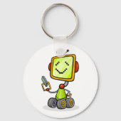 Schattigee Retro Robot Cartoon Fun AI Tech Digital Sleutelhanger (Achterkant)