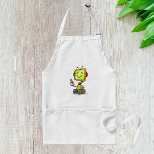 Schattigee Retro Robot Cartoon Fun AI Tech Digital Standaard Schort