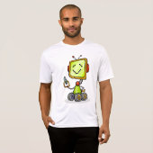 Schattigee Retro Robot Cartoon Fun AI Tech Digital T-shirt (Voorkant volledig)