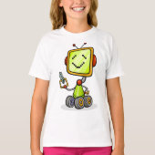 Schattigee Retro Robot Cartoon Fun AI Tech Digital T-shirt (Voorkant)