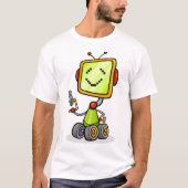 Schattigee Retro Robot Cartoon Fun AI Tech Digital T-shirt (Voorkant)