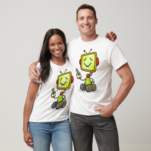 Schattigee Retro Robot Cartoon Fun AI Tech Digital T-shirt (Unisex)