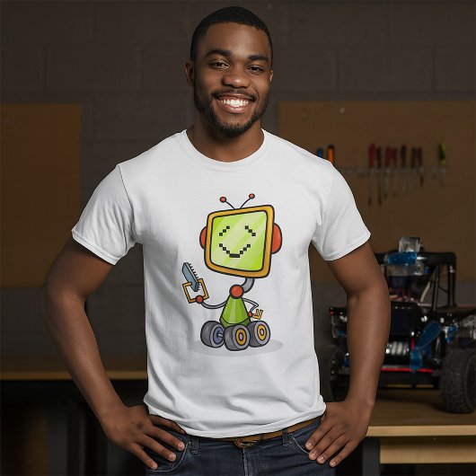 Schattigee Retro Robot Cartoon Fun AI Tech Digital T-shirt
