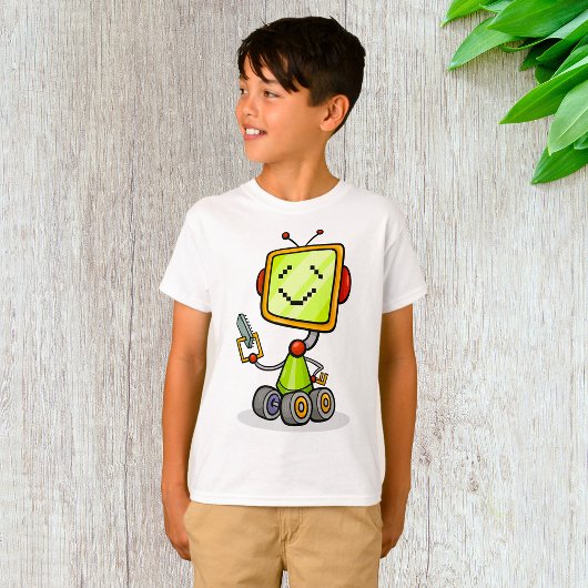 Schattigee Retro Robot Cartoon Fun AI Tech Digital T-shirt