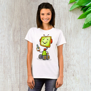 Schattigee Retro Robot Cartoon Fun AI Tech Digital T-shirt