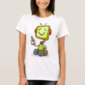 Schattigee Retro Robot Cartoon Fun AI Tech Digital T-shirt (Voorkant)