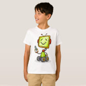 Schattigee Retro Robot Cartoon Fun AI Tech Digital T-shirt (Voorkant volledig)