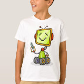 Schattigee Retro Robot Cartoon Fun AI Tech Digital T-shirt (Voorkant)