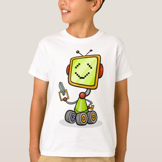 Schattigee Retro Robot Cartoon Fun AI Tech Digital T-shirt (Voorkant)
