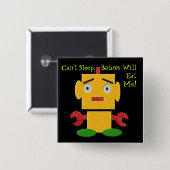Schattigee Retro Robot - Geel - Cant Sleep Vierkante Button 5,1 Cm (Voorkant /achterkant)