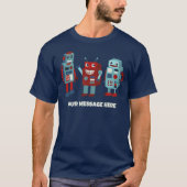 Schattigee Retro Robots Aangepast bericht Sci-Fi T-shirt (Voorkant)
