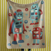 Schattigee retro-robots gepersonaliseerde sci-fi fleece deken