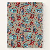 Schattigee retro-robots gepersonaliseerde sci-fi notitieboek (Achterkant)