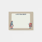 Schattigee retro-robots gepersonaliseerde sci-fi post-it® notes (Voorkant)