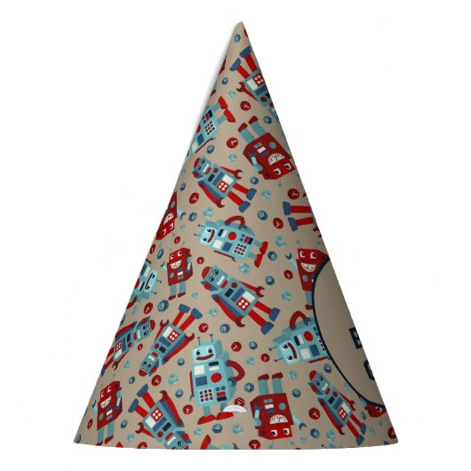 Schattigee Retro Robots Sci-Fi Boys Verjaardag Feesthoedjes (Links)