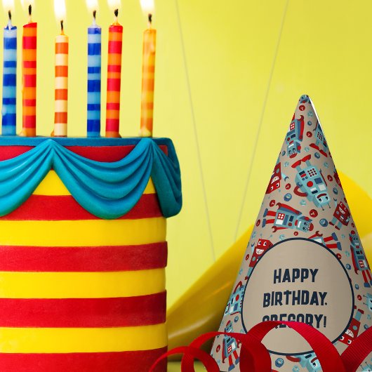 Schattigee Retro Robots Sci-Fi Boys Verjaardag Feesthoedjes