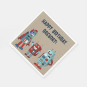 Schattigee Retro Robots Sci-Fi Boys Verjaardag Servet (Hoek)