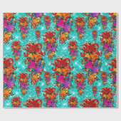 Schattigee retro  rode boog feestdagen aqua cadeaupapier (Vlak)